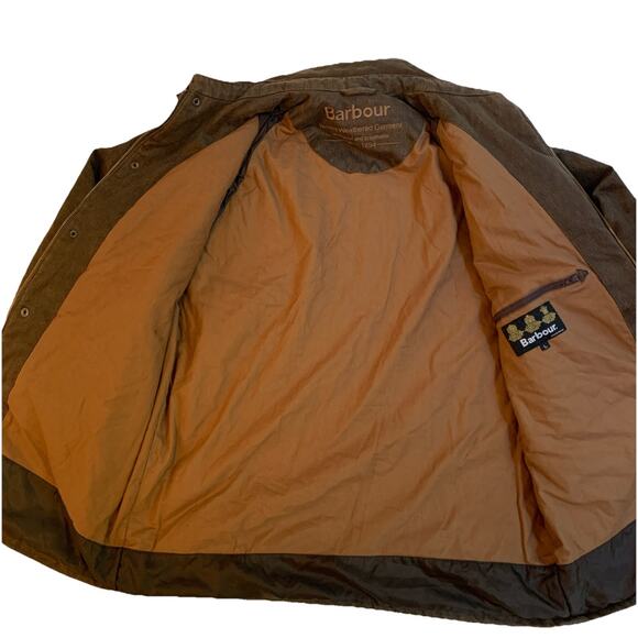 Barbour Weather Worked Beaufort Wax Jacket Mens Large Brown Chore Utility Coat - Picture 3 of 14
